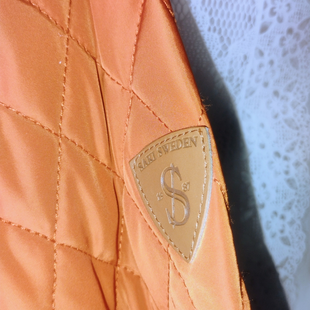Burnt Orange Quilted Saki Sweden Utility Jacket Sz 36 - Picture 4 of 8